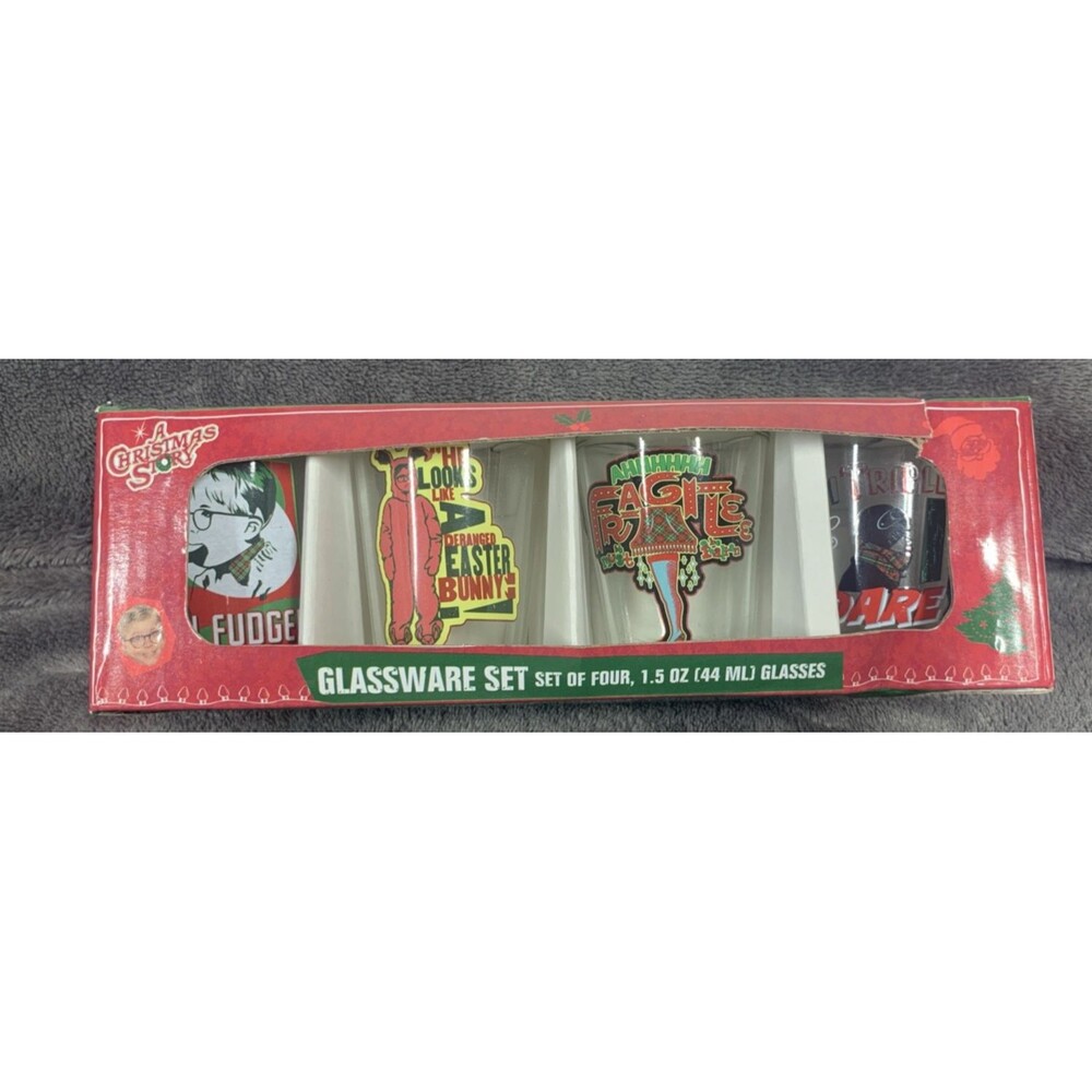 A Christmas Story Movie Glassware Set Of Four 1.5 Oz Shot Glass Ralphie Holiday